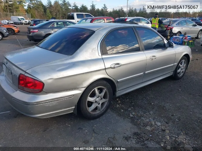 2005 Hyundai Sonata Gls/Lx VIN: KMHWF35H85A175067 Lot: 40710246