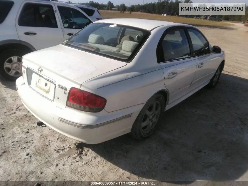 2005 Hyundai Sonata Gls/Lx VIN: KMHWF35H05A187990 Lot: 40839357