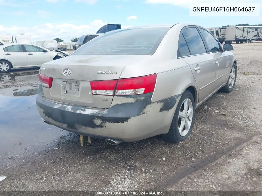 5NPEU46F16H064637 2006 Hyundai Sonata Gls V6/Lx V6