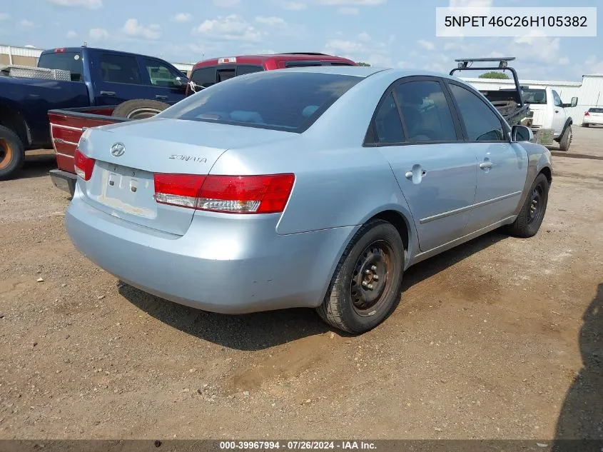 2006 Hyundai Sonata Gl VIN: 5NPET46C26H105382 Lot: 39967994