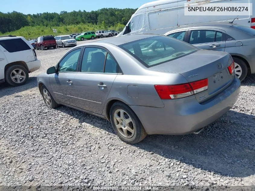 5NPEU46F26H086274 2006 Hyundai Sonata Gls V6/Lx V6