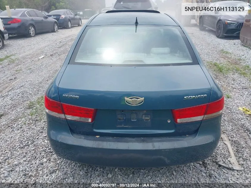 2006 Hyundai Sonata Gls VIN: 5NPEU46C16H113129 Lot: 40093797