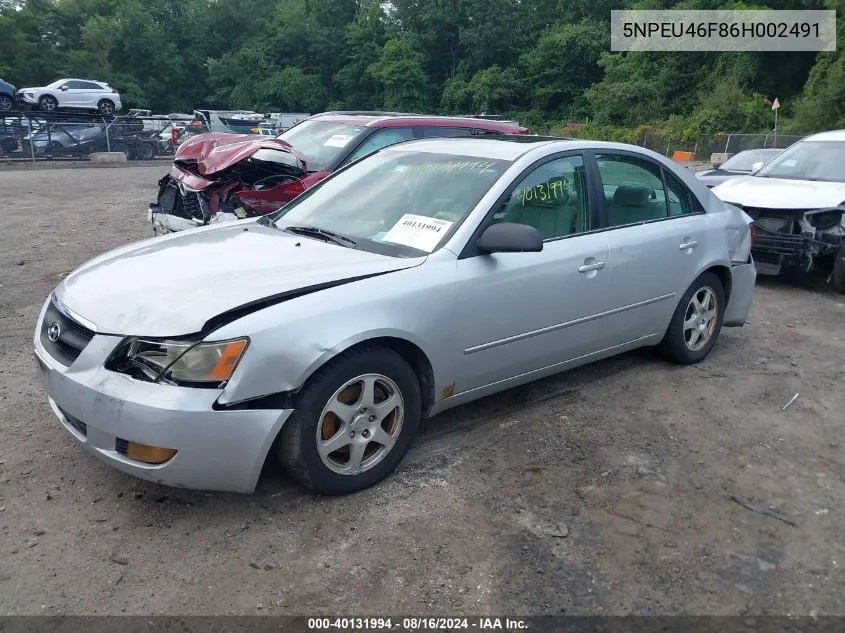 2006 Hyundai Sonata Gls V6/Lx V6 VIN: 5NPEU46F86H002491 Lot: 40131994