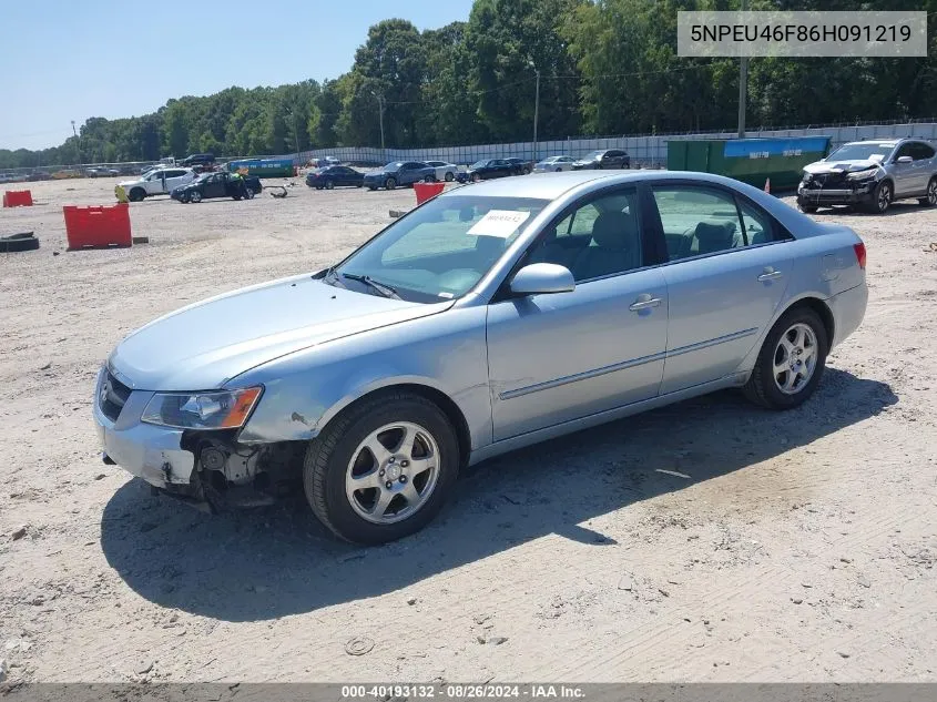 2006 Hyundai Sonata Gls V6/Lx V6 VIN: 5NPEU46F86H091219 Lot: 40193132