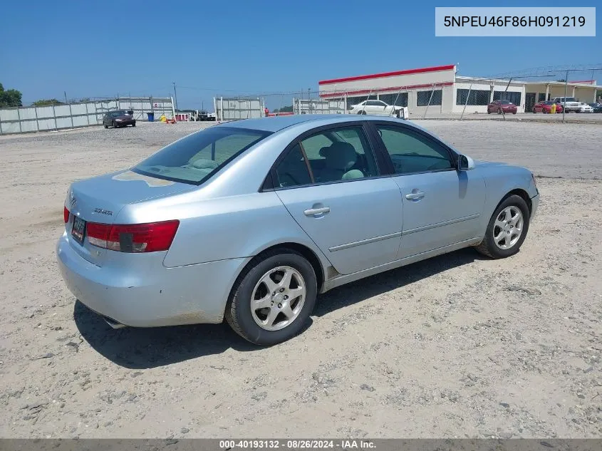 2006 Hyundai Sonata Gls V6/Lx V6 VIN: 5NPEU46F86H091219 Lot: 40193132