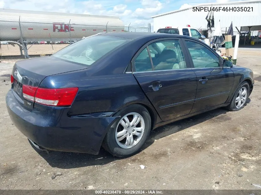 2006 Hyundai Sonata Gls V6/Lx V6 VIN: 5NPEU46F46H035021 Lot: 40238478