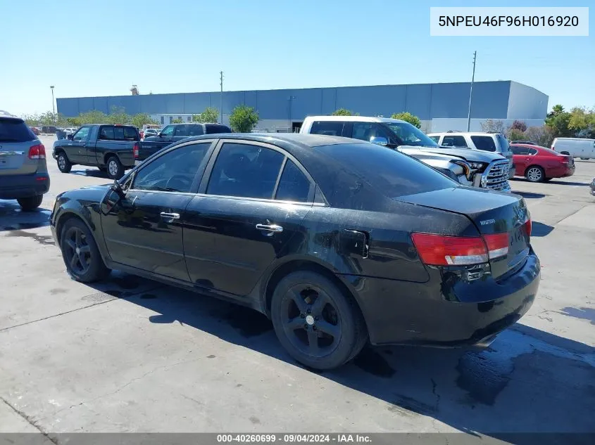 5NPEU46F96H016920 2006 Hyundai Sonata Gls V6/Lx V6