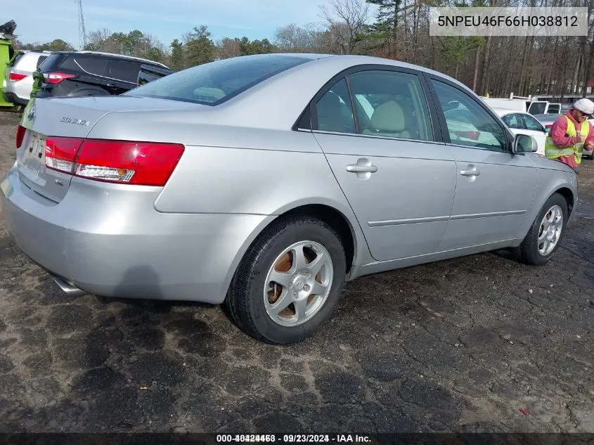 2006 Hyundai Sonata Gls V6/Lx V6 VIN: 5NPEU46F66H038812 Lot: 40424463