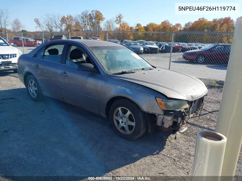 5NPEU46F26H119774 2006 Hyundai Sonata Gls V6/Lx V6