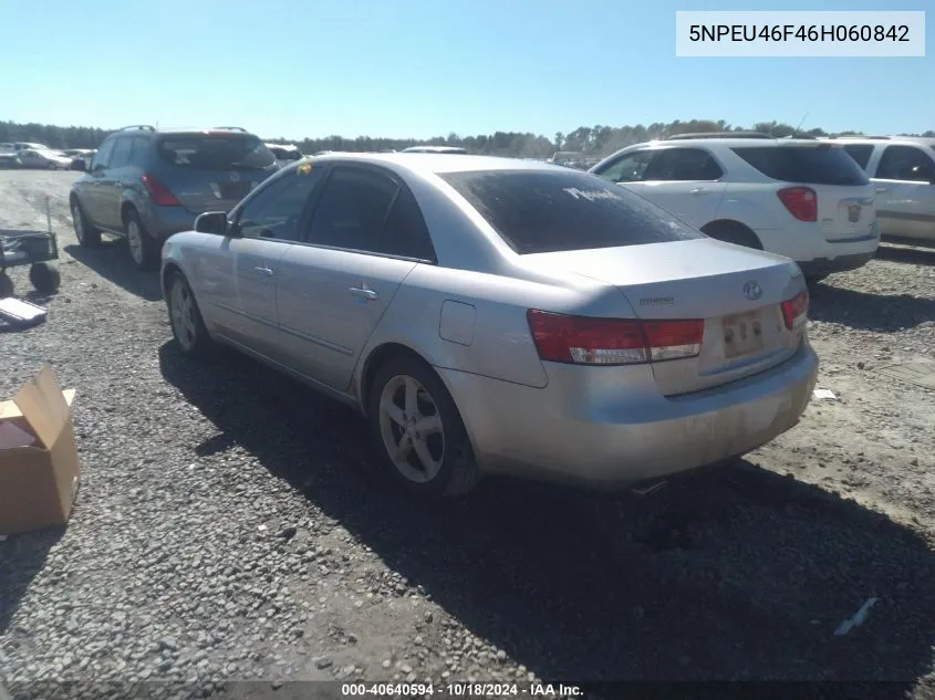 2006 Hyundai Sonata Gls V6/Lx V6 VIN: 5NPEU46F46H060842 Lot: 40640594