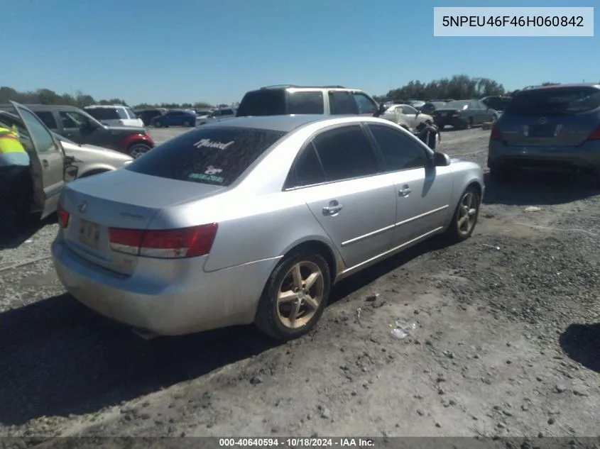 2006 Hyundai Sonata Gls V6/Lx V6 VIN: 5NPEU46F46H060842 Lot: 40640594