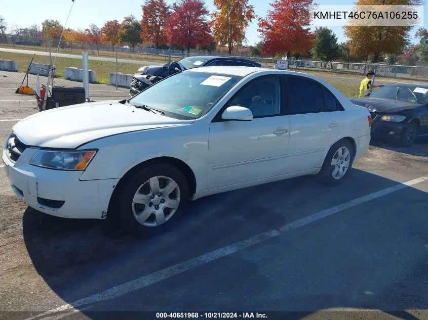 2006 Hyundai Sonata Gl VIN: KMHET46C76A106255 Lot: 40651968