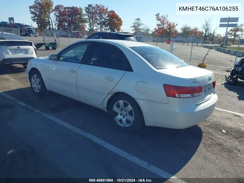 2006 Hyundai Sonata Gl VIN: KMHET46C76A106255 Lot: 40651968