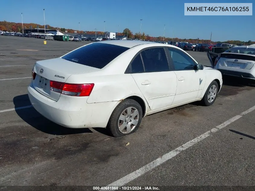 2006 Hyundai Sonata Gl VIN: KMHET46C76A106255 Lot: 40651968