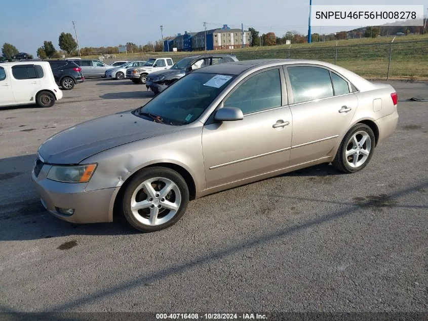 2006 Hyundai Sonata Gls V6/Lx V6 VIN: 5NPEU46F56H008278 Lot: 40716408