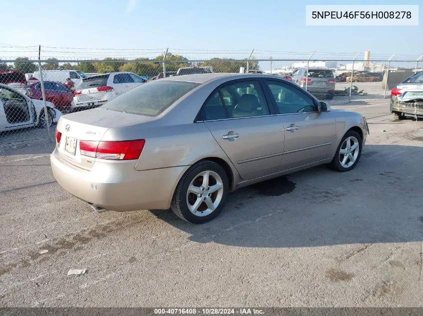 2006 Hyundai Sonata Gls V6/Lx V6 VIN: 5NPEU46F56H008278 Lot: 40716408