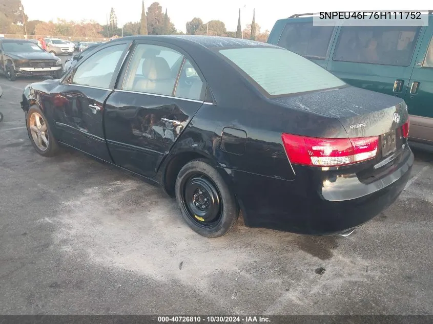 2006 Hyundai Sonata Gls V6/Lx V6 VIN: 5NPEU46F76H111752 Lot: 40726810