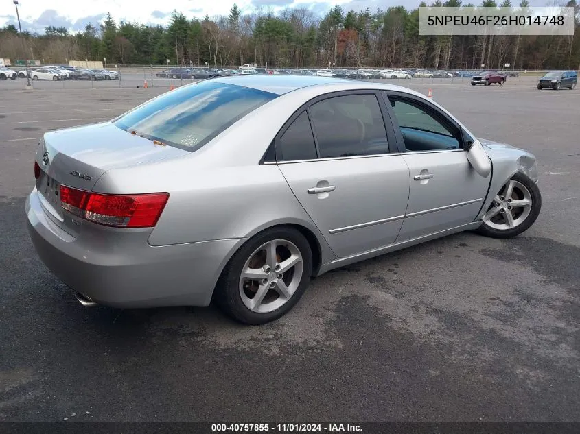 2006 Hyundai Sonata Gls V6/Lx V6 VIN: 5NPEU46F26H014748 Lot: 40757855