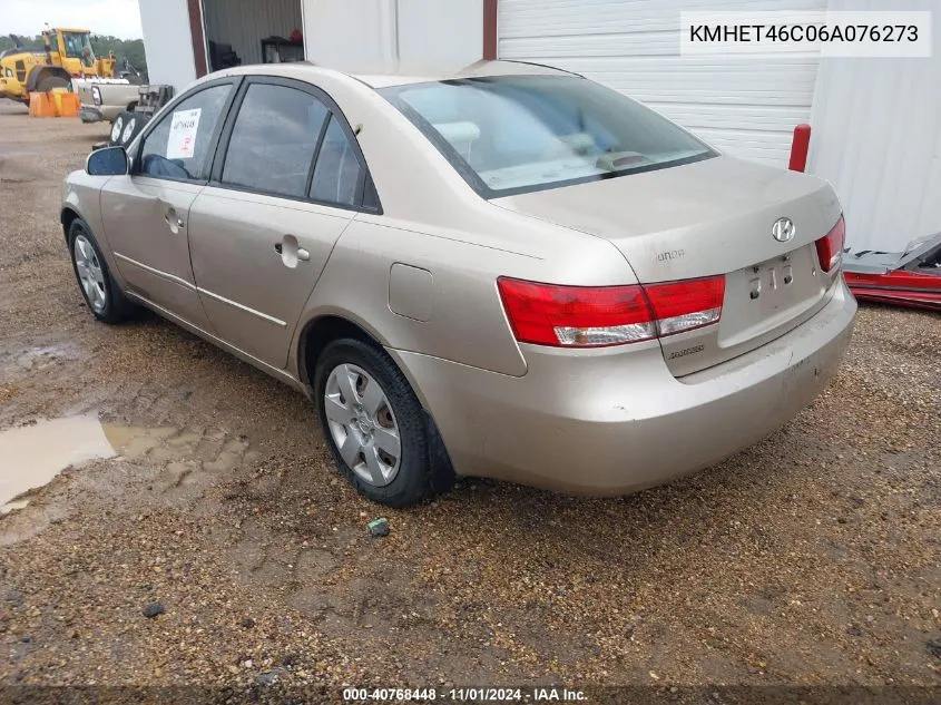 2006 Hyundai Sonata Gl VIN: KMHET46C06A076273 Lot: 40768448