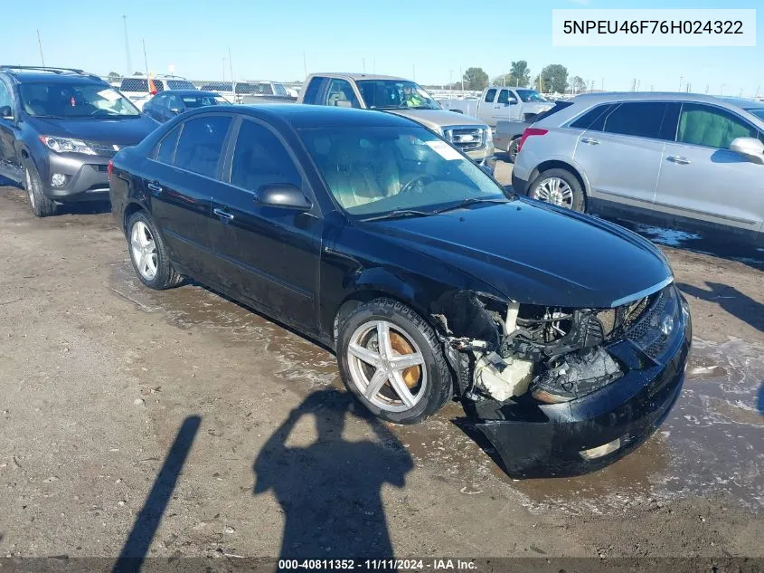 2006 Hyundai Sonata Gls V6/Lx V6 VIN: 5NPEU46F76H024322 Lot: 40811352