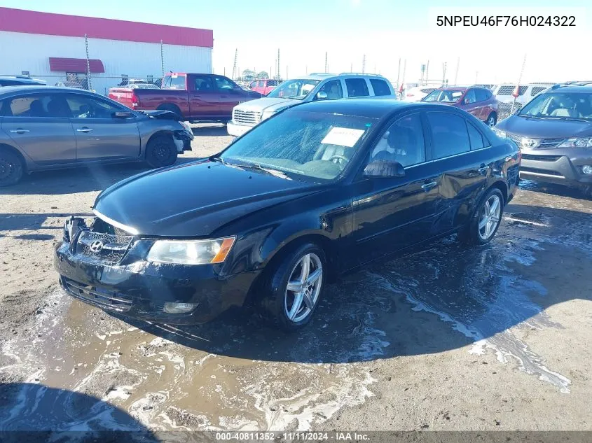 2006 Hyundai Sonata Gls V6/Lx V6 VIN: 5NPEU46F76H024322 Lot: 40811352