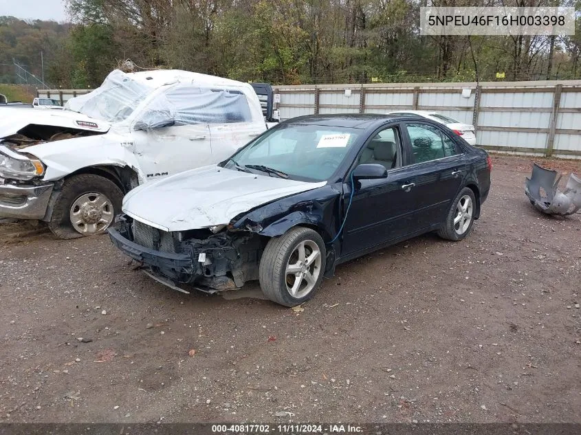 2006 Hyundai Sonata Gls V6/Lx V6 VIN: 5NPEU46F16H003398 Lot: 40817702