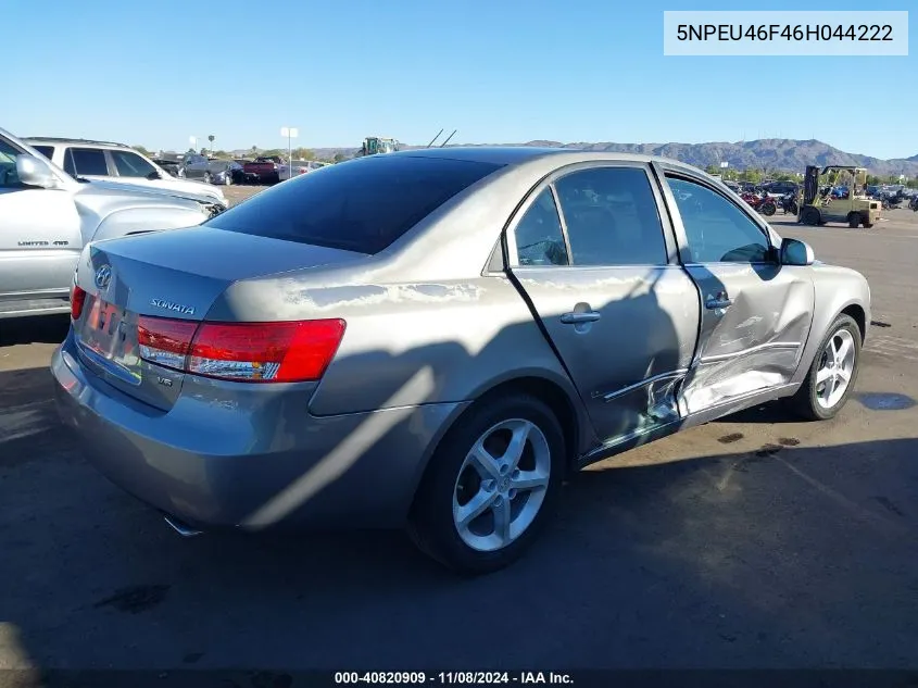 2006 Hyundai Sonata Gls V6/Lx V6 VIN: 5NPEU46F46H044222 Lot: 40820909