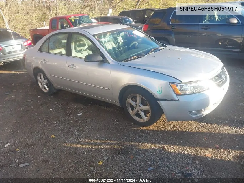 2006 Hyundai Sonata VIN: 5NPEU46F86H051917 Lot: 40821252