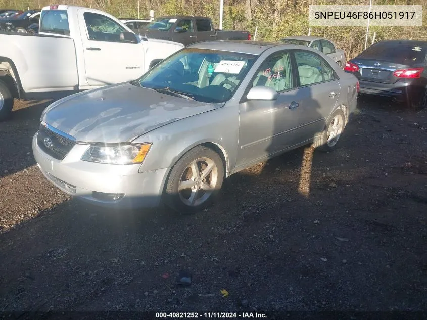 2006 Hyundai Sonata VIN: 5NPEU46F86H051917 Lot: 40821252