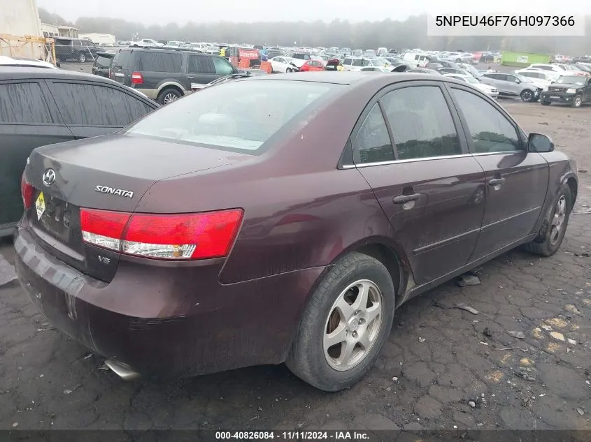 2006 Hyundai Sonata Gls V6/Lx V6 VIN: 5NPEU46F76H097366 Lot: 40826084