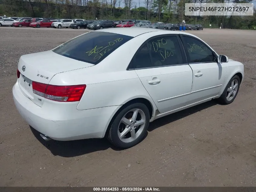 2007 Hyundai Sonata Limited/Se V6 VIN: 5NPEU46F27H212697 Lot: 39354253