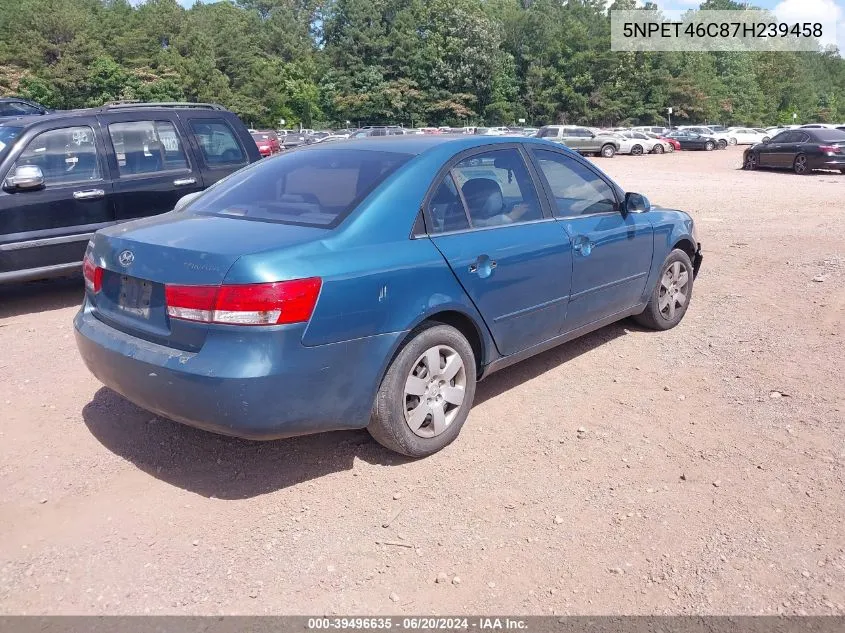 2007 Hyundai Sonata Gls VIN: 5NPET46C87H239458 Lot: 39496635