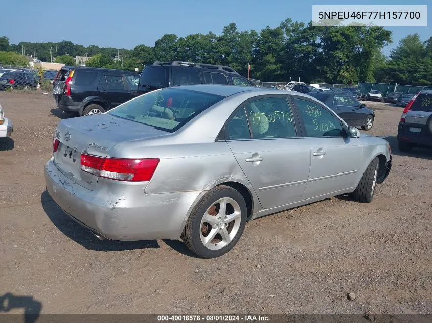 2007 Hyundai Sonata Limited/Se V6 VIN: 5NPEU46F77H157700 Lot: 40016576