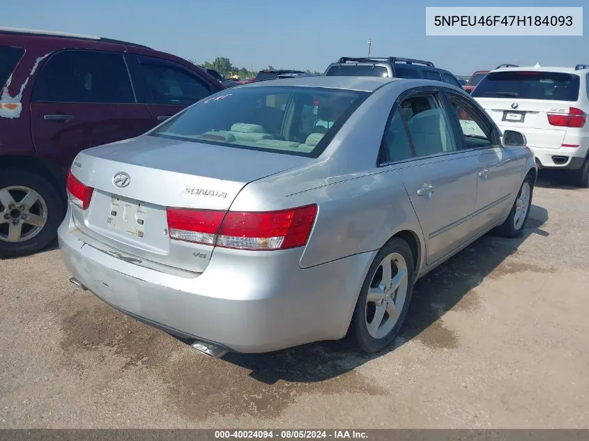 2007 Hyundai Sonata Limited/Se V6 VIN: 5NPEU46F47H184093 Lot: 40024094