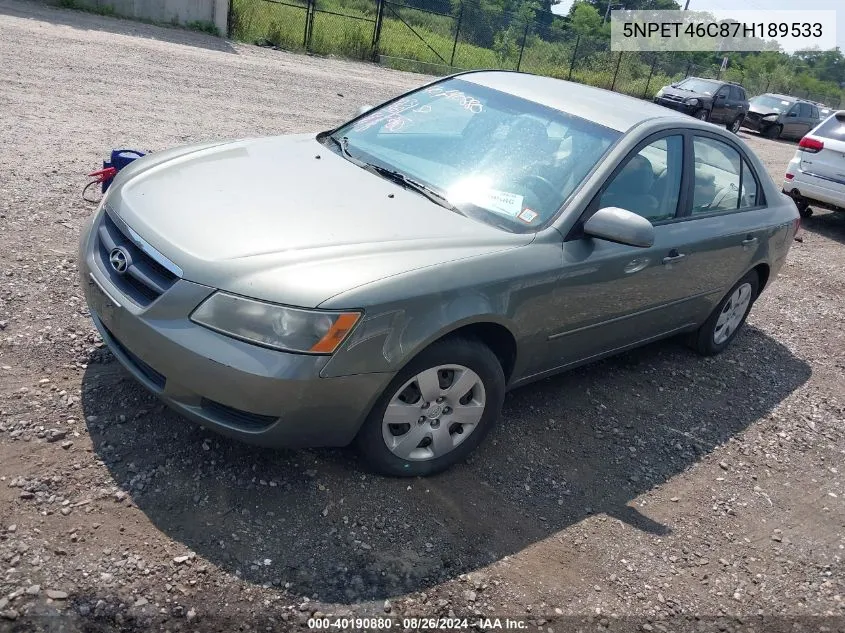 2007 Hyundai Sonata Gls VIN: 5NPET46C87H189533 Lot: 40190880