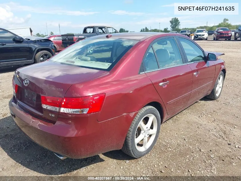 2007 Hyundai Sonata VIN: 5NPET46F07H241635 Lot: 40207567