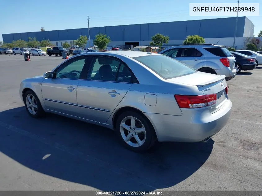 2007 Hyundai Sonata Limited/Se V6 VIN: 5NPEU46F17H289948 Lot: 40221726