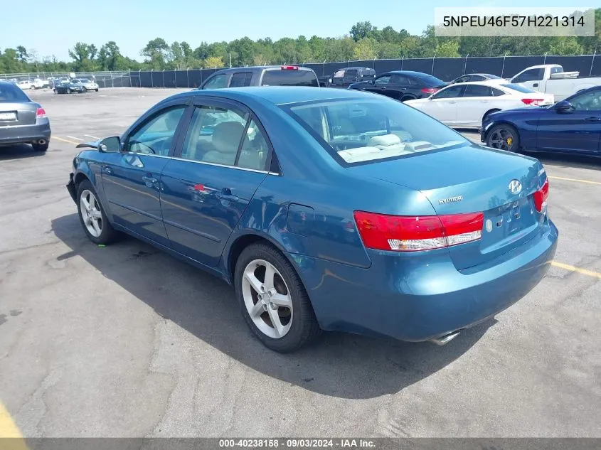 2007 Hyundai Sonata Limited/Se V6 VIN: 5NPEU46F57H221314 Lot: 40238158