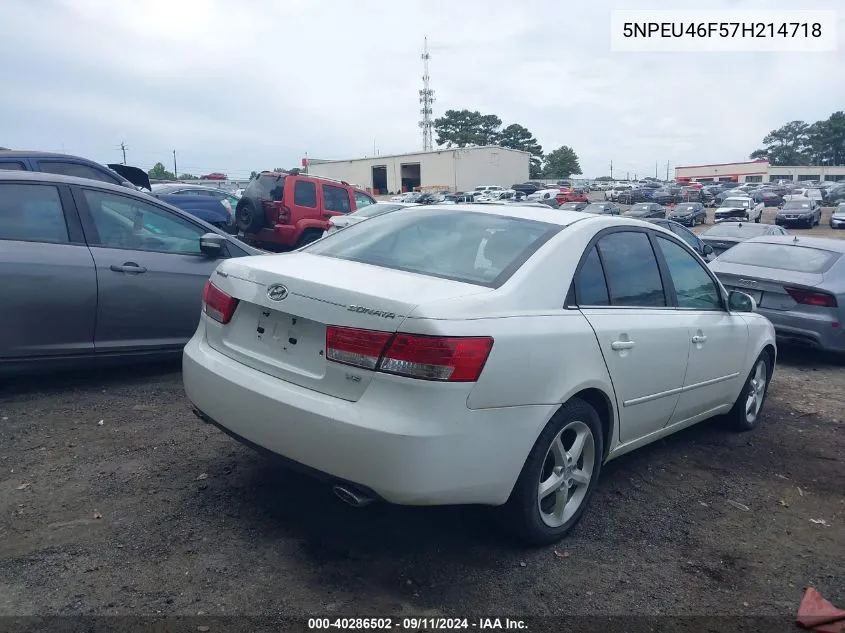 2007 Hyundai Sonata Limited/Se V6 VIN: 5NPEU46F57H214718 Lot: 40286502