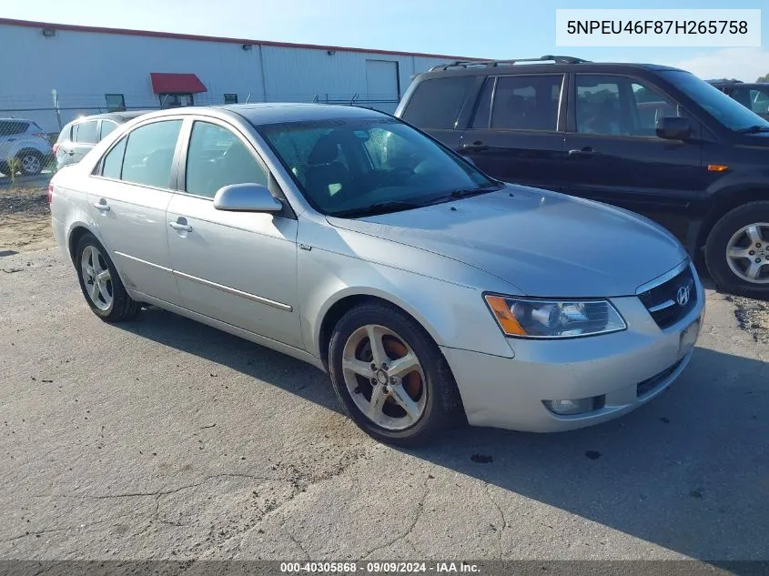 5NPEU46F87H265758 2007 Hyundai Sonata Limited/Se V6