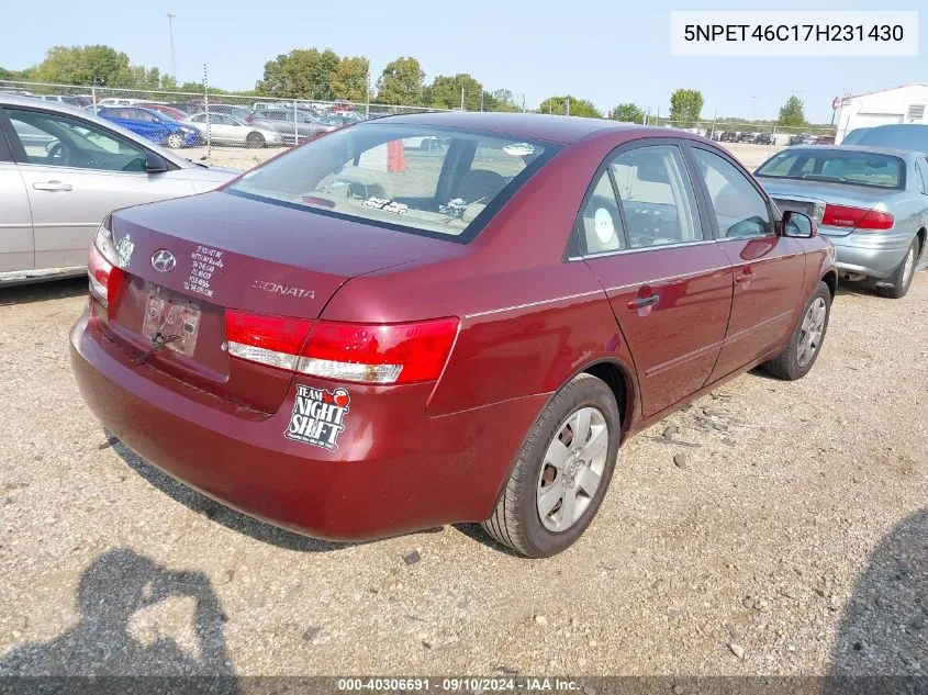 5NPET46C17H231430 2007 Hyundai Sonata Gls