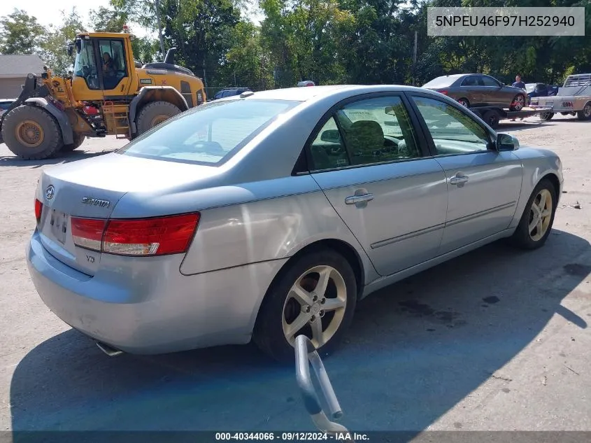 2007 Hyundai Sonata Limited/Se V6 VIN: 5NPEU46F97H252940 Lot: 40344066