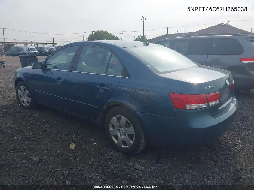 5NPET46C67H265038 2007 Hyundai Sonata Gls