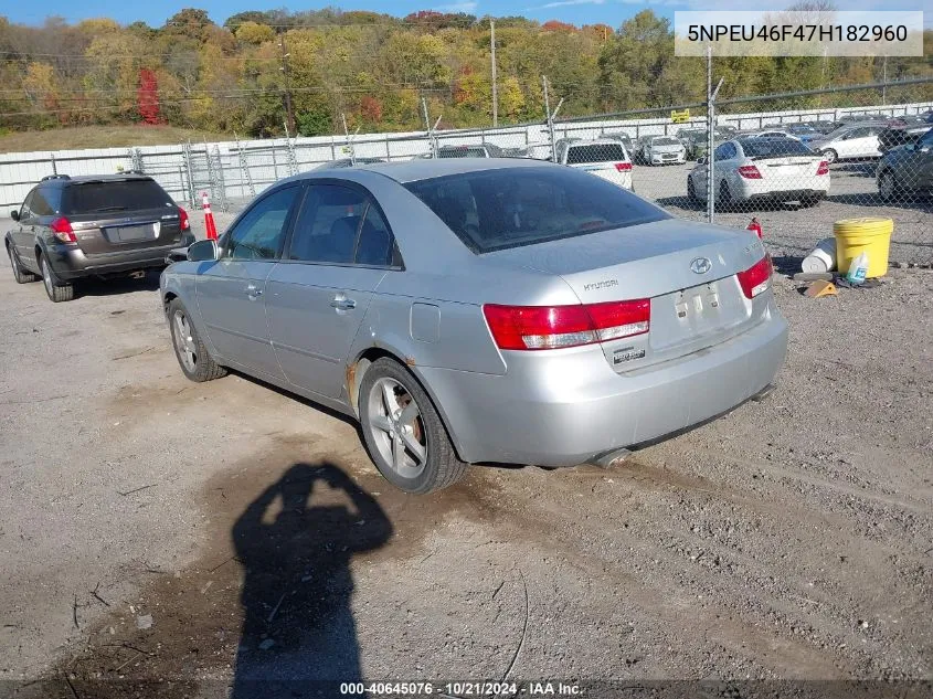 5NPEU46F47H182960 2007 Hyundai Sonata Se/Limited