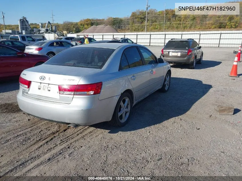 2007 Hyundai Sonata Se/Limited VIN: 5NPEU46F47H182960 Lot: 40645076