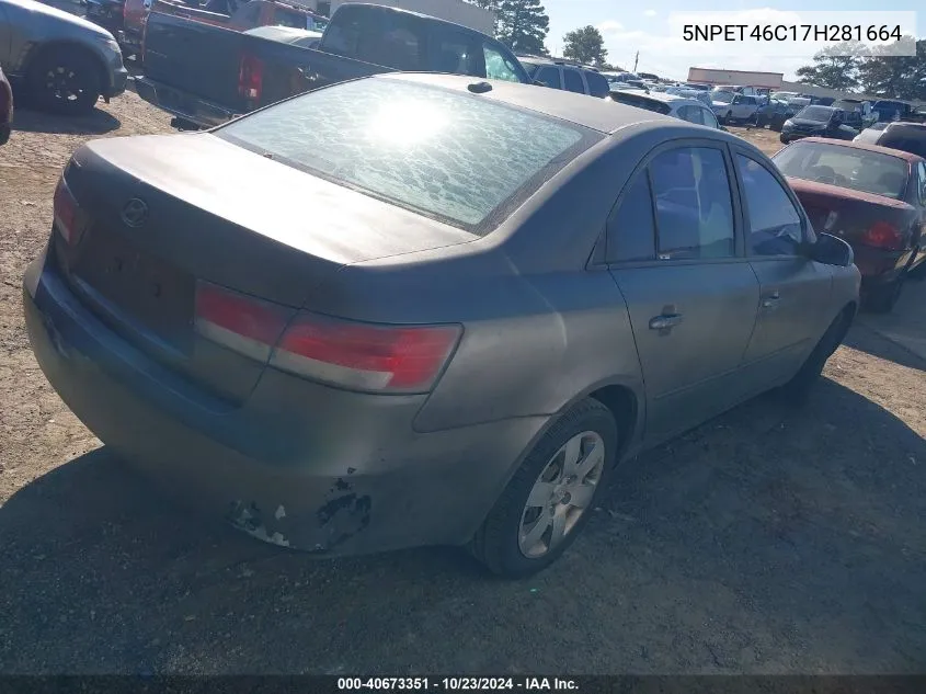 2007 Hyundai Sonata Gls VIN: 5NPET46C17H281664 Lot: 40673351