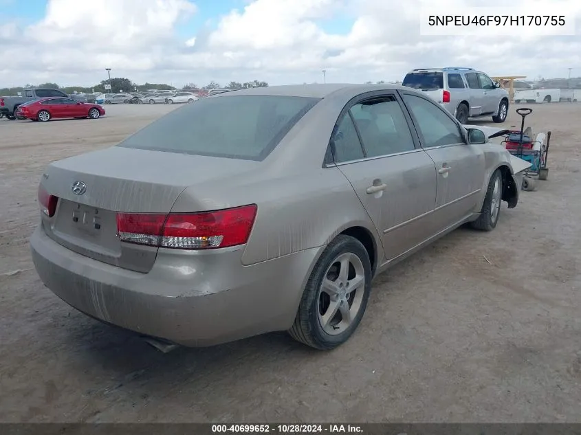 2007 Hyundai Sonata Limited/Se V6 VIN: 5NPEU46F97H170755 Lot: 40699652