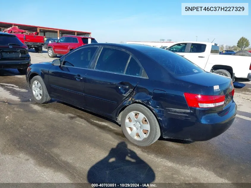 2007 Hyundai Sonata Gls VIN: 5NPET46C37H227329 Lot: 40703851