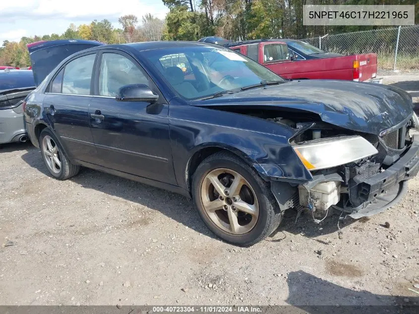 2007 Hyundai Sonata Gls VIN: 5NPET46C17H221965 Lot: 40723304