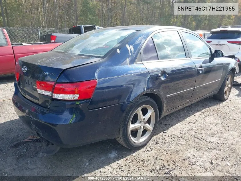 2007 Hyundai Sonata Gls VIN: 5NPET46C17H221965 Lot: 40723304